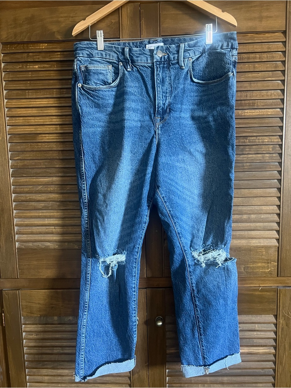Good American Distressed Dark Blue Skinny Jeans